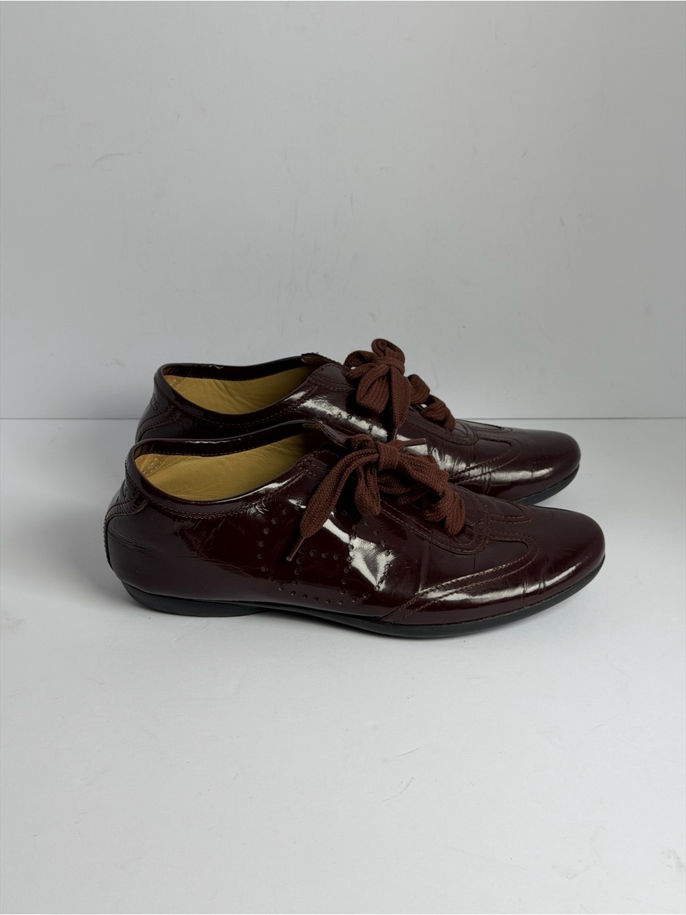 Vintage Hermes Quick Burgundy Patent Leather Sneakers Size 35